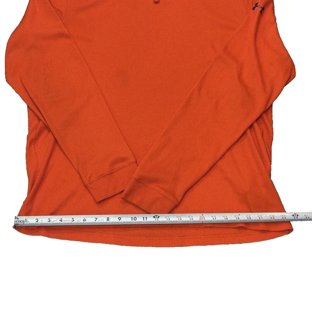 UNDER ARMOUR HOODIE LOOSE WAFFLE KNIT THERMAL ATHLETICWEAR ORANGE MEN'S XL